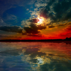 Fototapeta na wymiar lake at the sunset