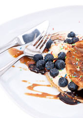 Vanilla Ice Cream decorated with Blueberries