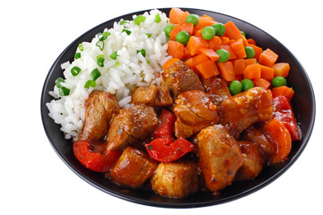 Pork stew with rice and vegetable