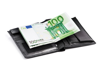 wallet with euro banknotes