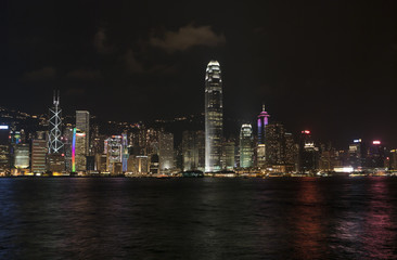 hong kong skyline at evening