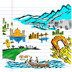 Photo sur Plexiglas Doodle L& 39 Inde sur papier