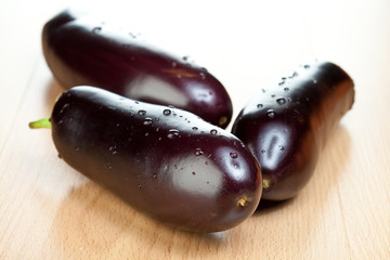 Raw eggplants