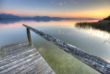 Naklejka premium Jetty at lake chiemsee