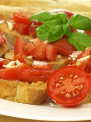 Bruschetta and cherry tomatoes
