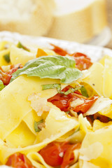 Pappardelle Pasta with corn and tomatoes