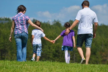 happy young family have fun outdoors