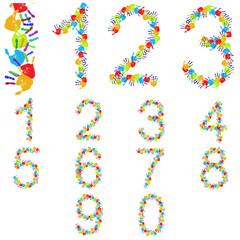 Conceptual colorful font set hand isolated on white