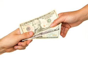 Transfer of money between man and woman