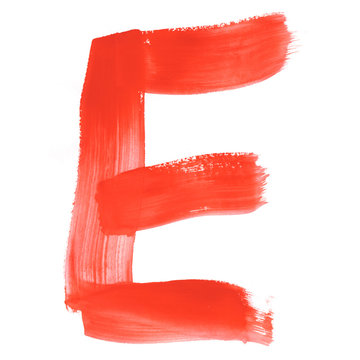 High resolution red hand painted font isolated on white