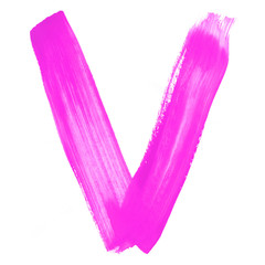 High resolution pink hand painted font isolated on white