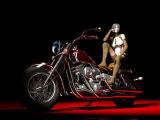 Obraz na płótnie Canvas Dziewczyna na motocyklu
