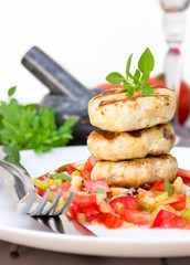 Juicy grilled cutlets with tomato salsa