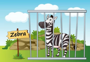 Tuinposter Zoo zebra in kooi