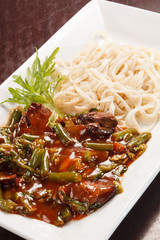 udon with meat and vegetables
