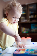 Baby painting at home