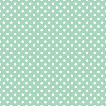 Polka dots on mint background retro seamless vector pattern