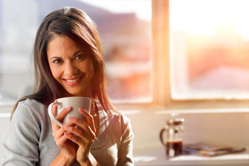 sunrise coffee woman
