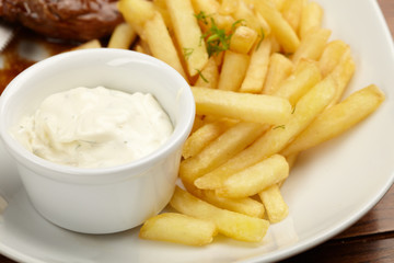 french fries with sauce