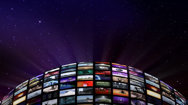 Animated video sphere in space