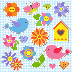 Birds and flowers