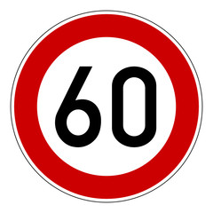 Verkehrszeichen - Höchstgeschwindigkeit 60 km/h - obrazy, fototapety, plakaty
