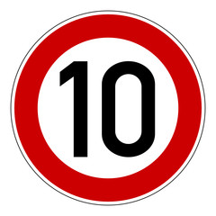 Verkehrszeichen - Höchstgeschwindigkeit 10 km/h