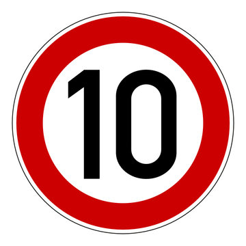 Verkehrszeichen - H&ouml;chstgeschwindigkeit 10 km/h