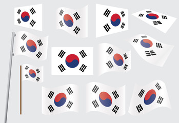 set of flags of South Korea vector illustration