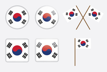 set of badges with flag of South Korea vector illustration
