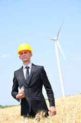 Worker on wind farm