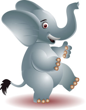 Cheerful elephant raising his hands