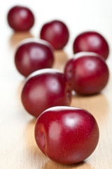 Ripe plums on a table