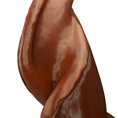 close-up view of flowing chocolate ice cream twirl