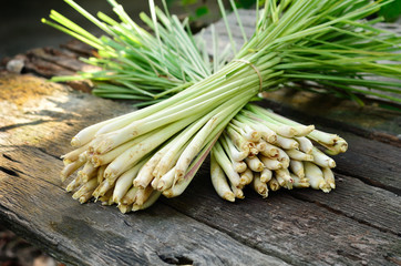 Lemon Grass on wood background