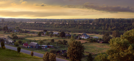 View of the village by the river.