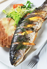 Lemon dill trout with baked potato
