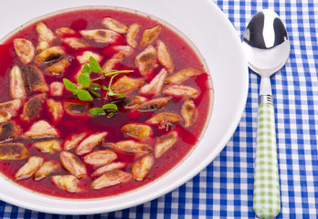 red one prays with garlic and basil