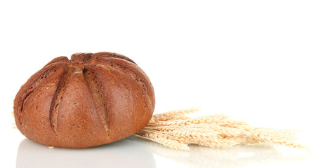 Homemade whole bread isolated on white background