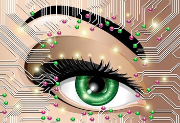 Circuito Occhio Elettronico Donna-Circuit Board Electronic Eye © BluedarkArt