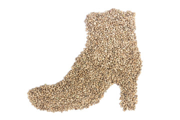 Hemp seeds in shape of woman's shoe