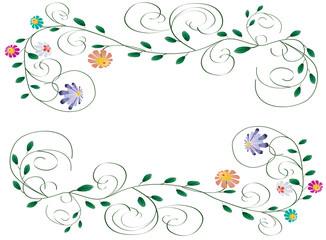 Beautiful frame illustration from flowers and curls isolated on