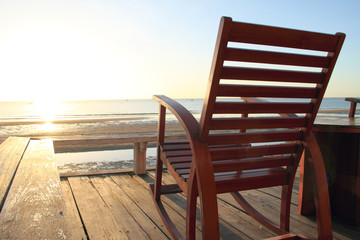 Fototapeta na wymiar Rocking Chair na tarasie, Sunrise