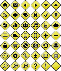 41 web icons isolated 1 blank Yellow Road Sign - obrazy, fototapety, plakaty