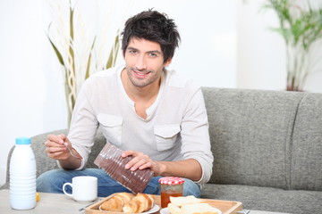 Boy having breakfast