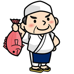 魚を持つ板前