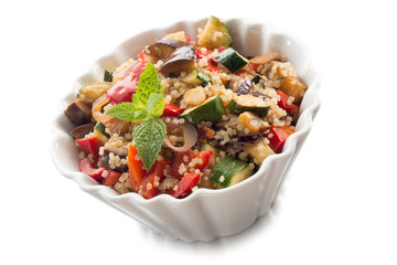 quinoa sald with vegetables, vegetarian food