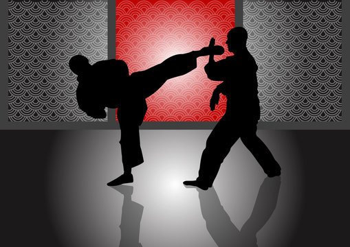 Stock Vector Illustration of Karate Kumite