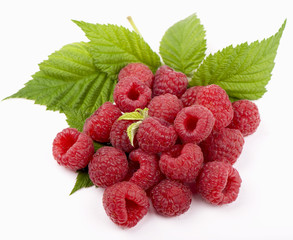 Raspberry fruit closeup isolated on white background