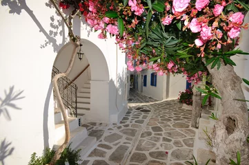 Crédence de cuisine en verre imprimé Santorin Small backstreet on Amorgos island, Greece